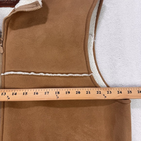 Tasso Elba Sherpa Vest Jacket Men XL Tan Full Zip Pockets Faux Shearling - Picture 5 of 10